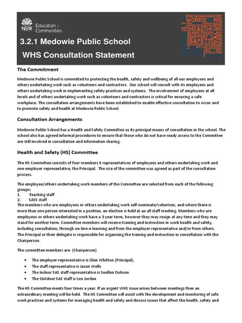 Whs Consultation Statement 2015 Occupational Safety And Health Safety