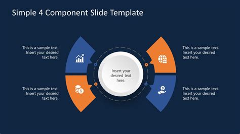 Simple 4 Component Slide Template With Core Element For Powerpoint