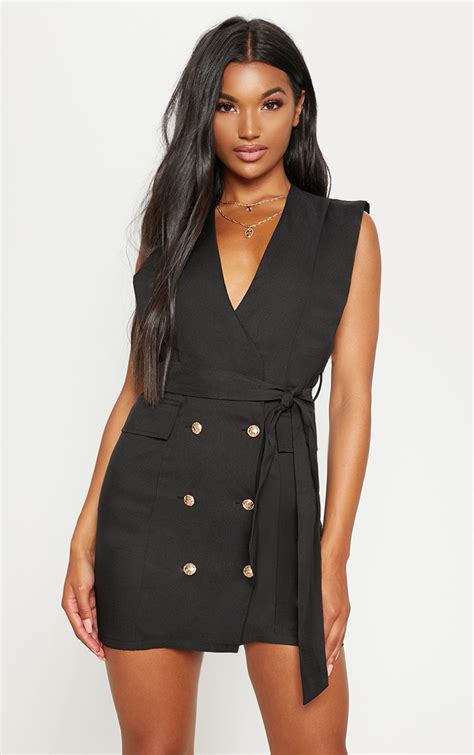 black blazer dress with gold buttons dresses images 2022