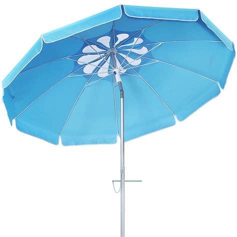 65 Ft Beach Umbrella Upf 50 Uv Protection Sunshade Shelter With Sand
