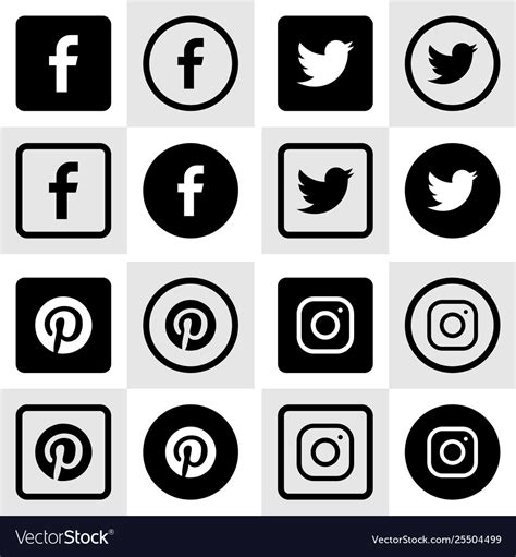 Set Collection Social Media Icons Royalty Free Vector Image