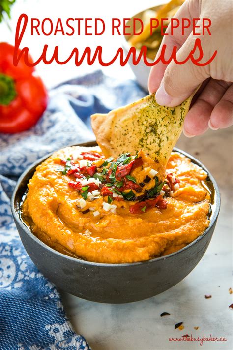 Easy Roasted Red Pepper Hummus The Busy Baker