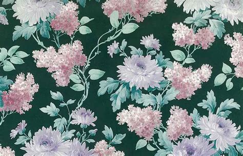 Green Floral Vintage Wallpaper Pink White Purple Lilacs