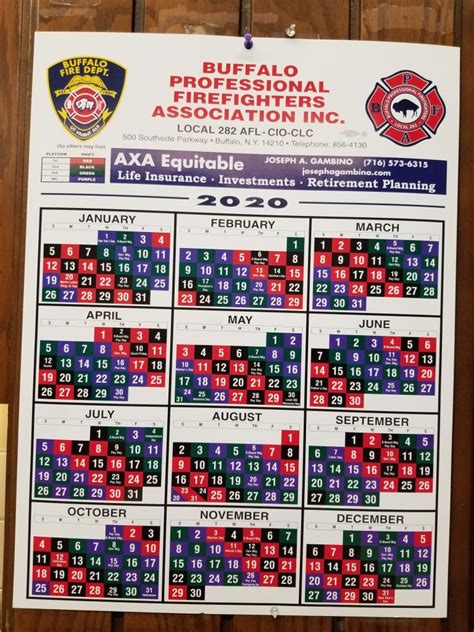 Different Firefighter Shifts Example Calendar Printable