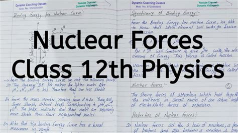 Nuclear Forces Chapter Nuclei Class Physics Youtube