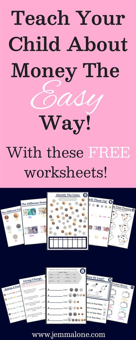 Free Worksheets To Help You Teach Your Child About Money