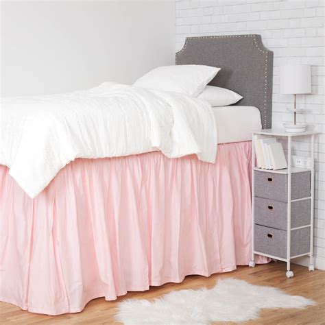 Dormify Ruffled Extra Long Bed Skirt Blush Pink Bed Skirt For Dorm