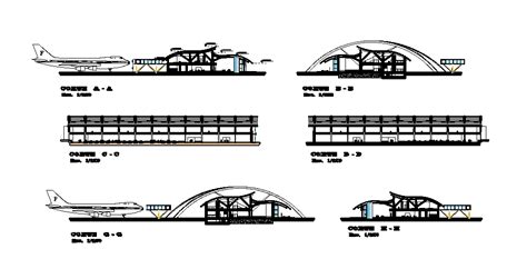 Section Detail Of Airport Terminal Area Provided In This Cad Drawing
