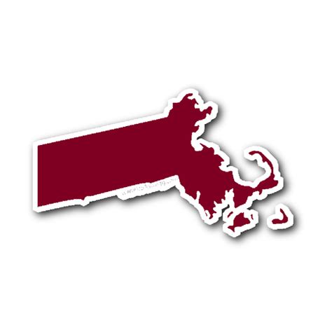 Massachusetts State Shape Sticker Outline Black State Shapes