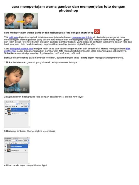 cara mempertajam warna gambar dan memperjelas foto dengan