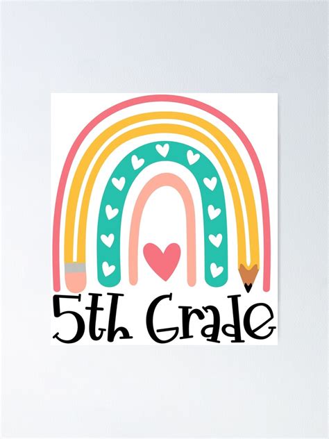 "Fifth 5th Grade School Item With Boho Rainbow Aesthetic in Primary