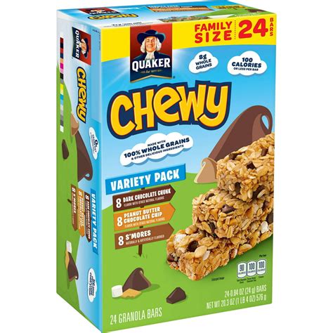 Quaker Chewy Granola Bars Variety Pack 084 Oz Bars 24 Count