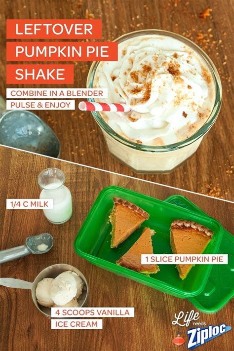 Leftover Pumpkin Pie Shake Recipe Thanksgiving Pies Recipes Instructions Easy Recipes Diy Ideas