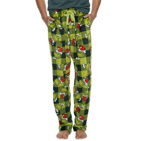 Dr Seuss The Grinch Mens Christmas Santa Fleece Pajama Pants With