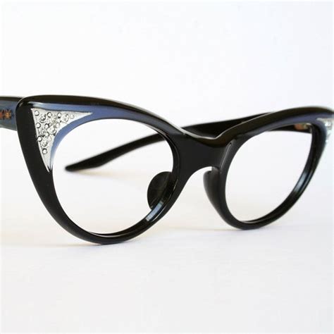 Periwinkle Blue Rhinestones Vintage Cat Eye Glasses New Old Etsy