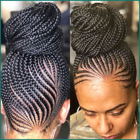 Cornrow Updo Hairstyle With Bangs In 2020 African Braids Hairstyles