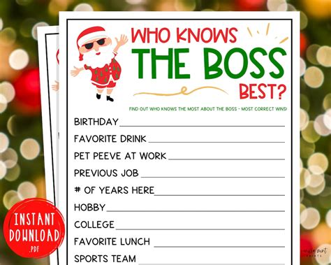 Holiday Office Party Who Knows The Boss Best Game Fun Xmas Games Fun