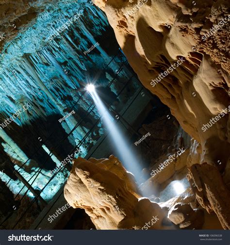 Stalactite Stalagmite Cavern Stalactite Cave In Israel Stock Photo