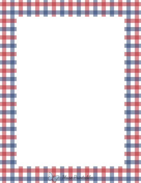 Printable Red White And Blue Gingham Page Border