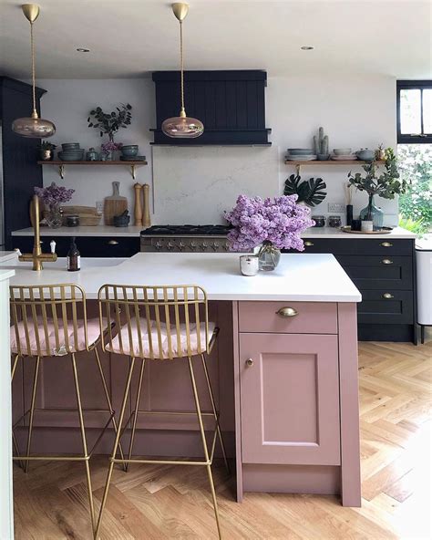 Farrow Ball Sulking Room Pink Kitchen Island Interiors By Color