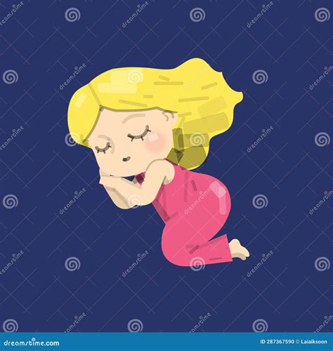 Cute Little Girl Sleeping And Dreaming Stock Illustration