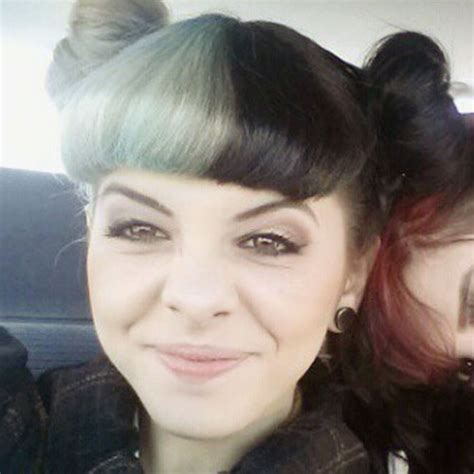 Melanie Martinez Straight Black Green Blunt Bangs Multiple Buns