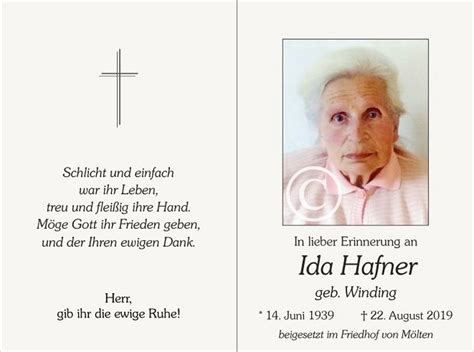 Ida Hafner Aus Aldein Trauerhilfeit Das Südtiroler Gedenkportal