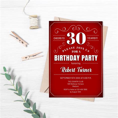 Editable 30th Birthday Party Invitation Instant Download Diy Etsy Canada