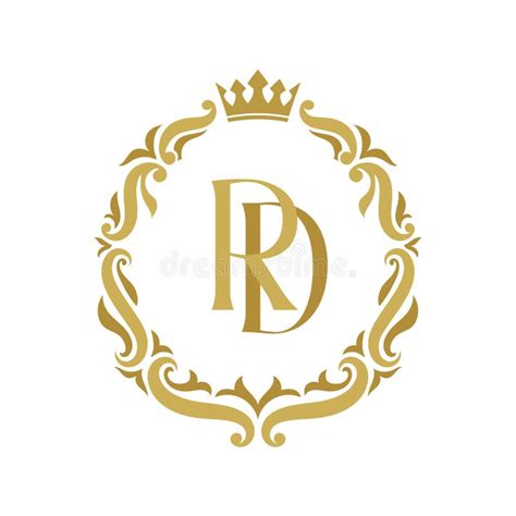 Rd Letter Gold Floral Vintage Logo Template Stock Vector