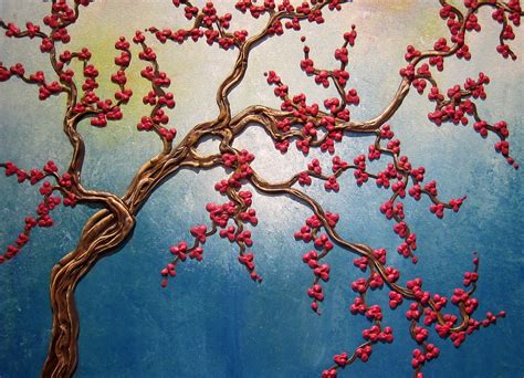 Turquoise Cherry Blossom Tree Painting Super Three Dimensional Branches
