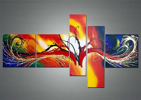 Colorful Abstract 5 Piece Painting On Canvas Set Originals Abstract
