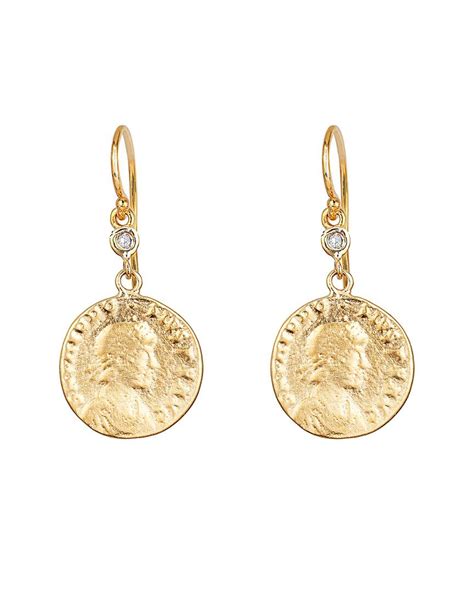 Ariana Rabbani 14k Diamond Roman Coin Earrings In Metallic Lyst