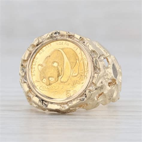 1987 Authentic Chinese Panda Coin Ring 14k 24k Yellow Gold Etsy