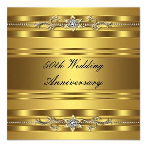 The love, trust and togetherness of 50 glorious years of the couple, must be recognised, and celebrated, with participation by all the close family members and friends. Elegant Gold Golden 50th Wedding Anniversary Invitation ...