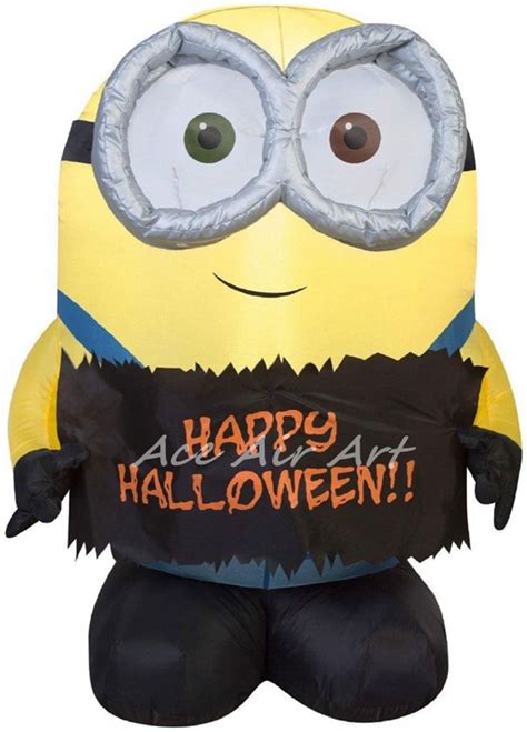 2m Tall Inflatable Minion Bob Holding Happy Halloween Sign For
