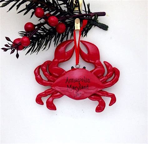 Crab Personalized Christmas Ornament Crab Ornament Beach Etsy