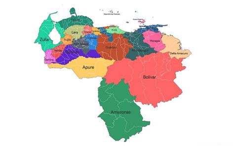 Mapa Político De Venezuela Y Estados Más Vector