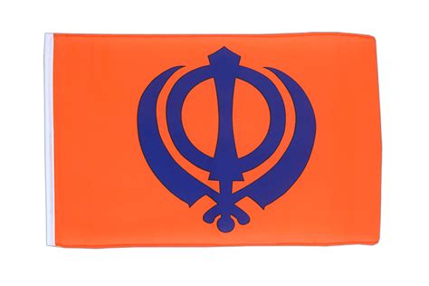 The nishan sahib or sikh flag should be either basanti (xanthic) which is yellow or surmaee (dark blue) and not the dark orange that is commonly used in most gurdwaras around the globe today. Sikhism - 12x18 in Flag