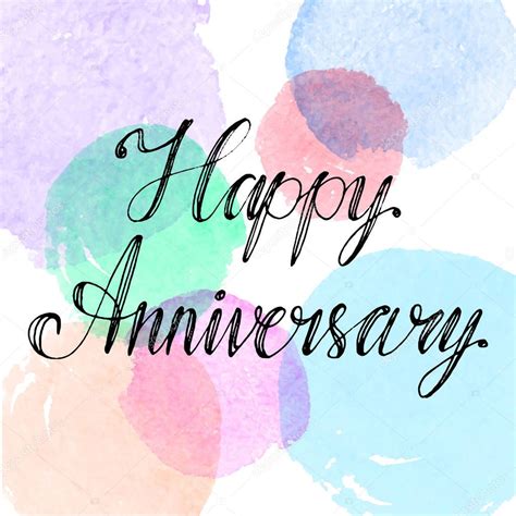 Hand Drawn Vector Lettering Happy Anniversary Phrase By Hand On Bright