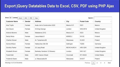 Export JQuery Datatables Data To Excel CSV PDF Using PHP Ajax YouTube