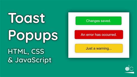 How To Create Toast Notifications Or Popups Html Css And Javascript