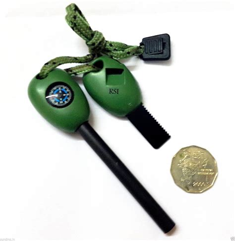 Buy 5 In 1 Army Fire Starter 1flint Fire Starter 2whistle 3compass 4