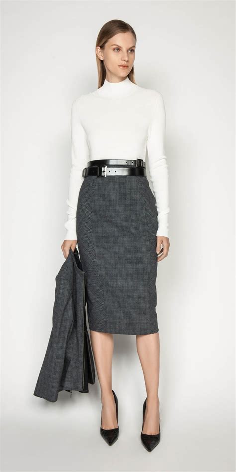 Melange Check Pencil Skirt Buy Skirts Online Cue