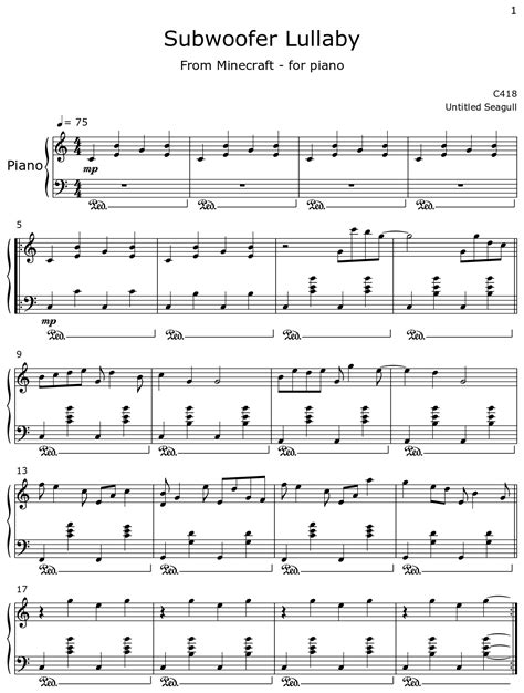 Subwoofer Lullaby Piano Sheet Music Hot Sex Picture
