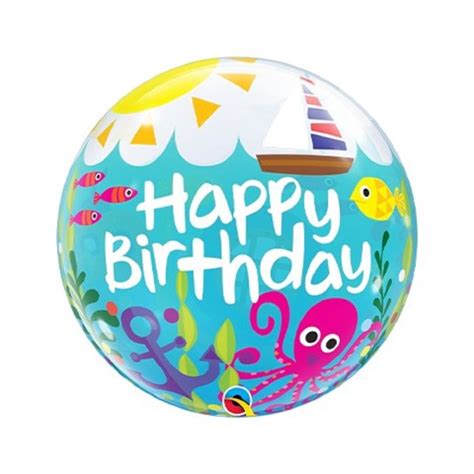 Qualatex Bubble Happy Birthday Maritime Fun 24 61cm Luftballon