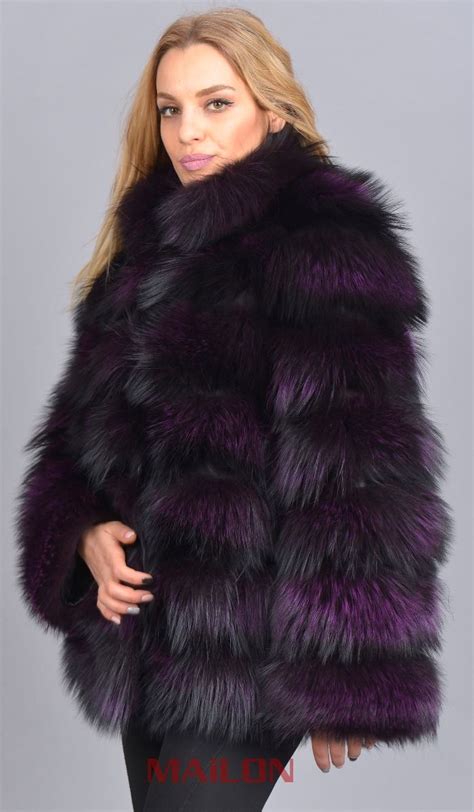 Dyed Purple From Silver Fox Fur Jacket