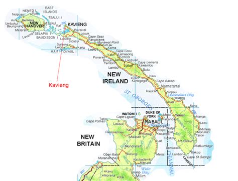 New Ireland And Kavieng Map Papua New Guinea Mappery
