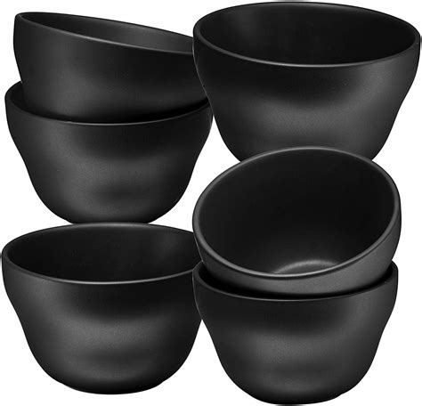 Black Porcelain Dessert Bowls Set - 8 Oz Durable Ceramic Bowls set of 6 