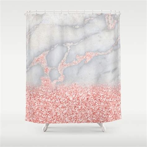 Sparkly Pink Rose Gold Bohemian Marble Shower Curtain This Chic Elegant