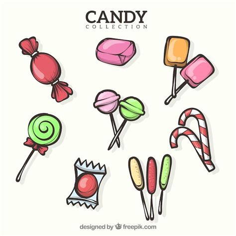 Free Vector Colorful Candies Collection In Hand Drawn Style